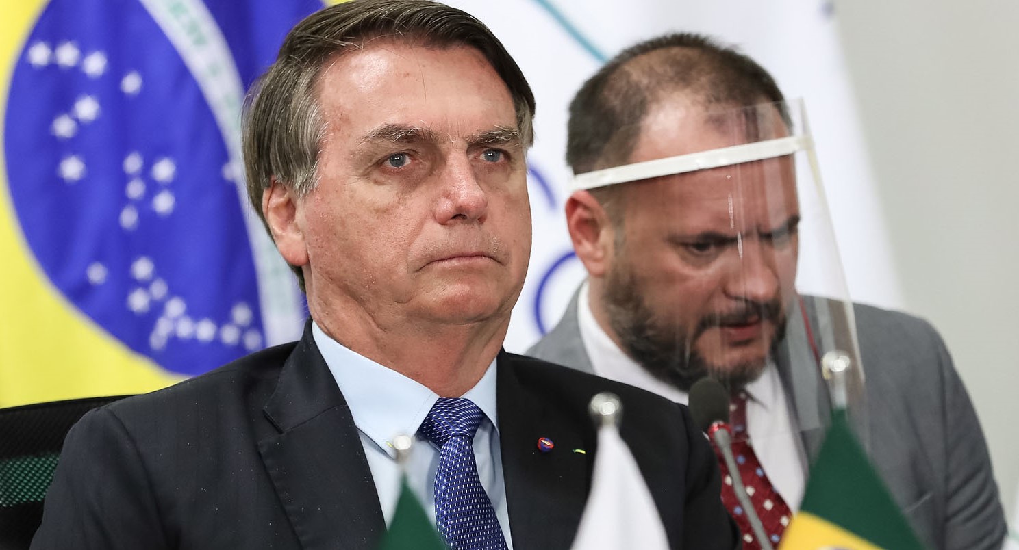Presidente Jair Bolsonaro (sem máscara) e ministros durante a Cúpula de Chefes de Estado do Mercosul e Estados Associados (videoconferência)/Marcos Corrêa/PR