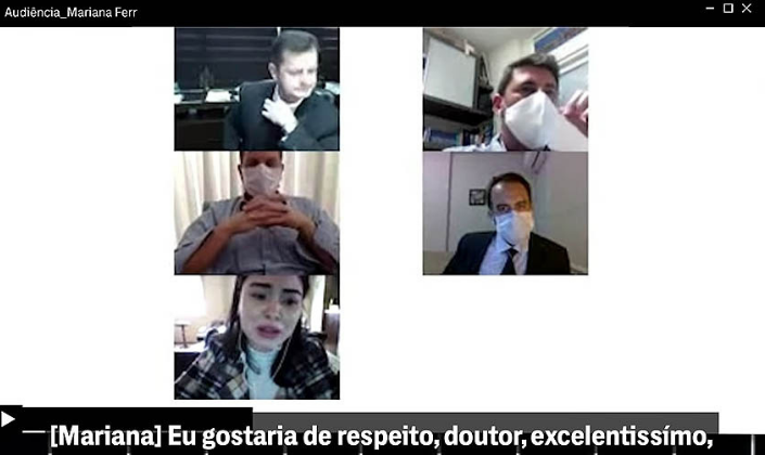 Cena do video do site The Intercept Brasil com a audiência de Mariana Ferrer