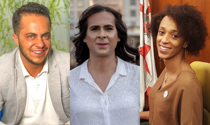 Thammy Miranda (SP), Duda Salabert (MG) e Erika Hilton (SP) estão entre os 30 vereadores trans eleitos no país e ficaram entre os mais votados nas câmaras municipais de Belo Horizonte e São Paulo