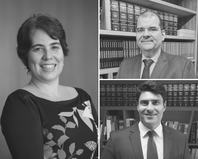 Samantha Longo, do Bichara Advogados, Arthur Lavatori e Flavio Carvalho, do Maneira Advogados/Divulgação