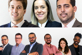 Em cima, os novos sócios do Raphael Miranda Advogados: Victor Willcox, Luiza Bartolo e Guilherme Rocha. Abaixo os sócios do novo escritório Fc²mlaw/Divulgação