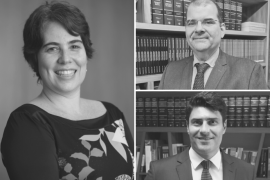Samantha Longo, do Bichara Advogados, Arthur Lavatori e Flavio Carvalho, do Maneira Advogados/Divulgação